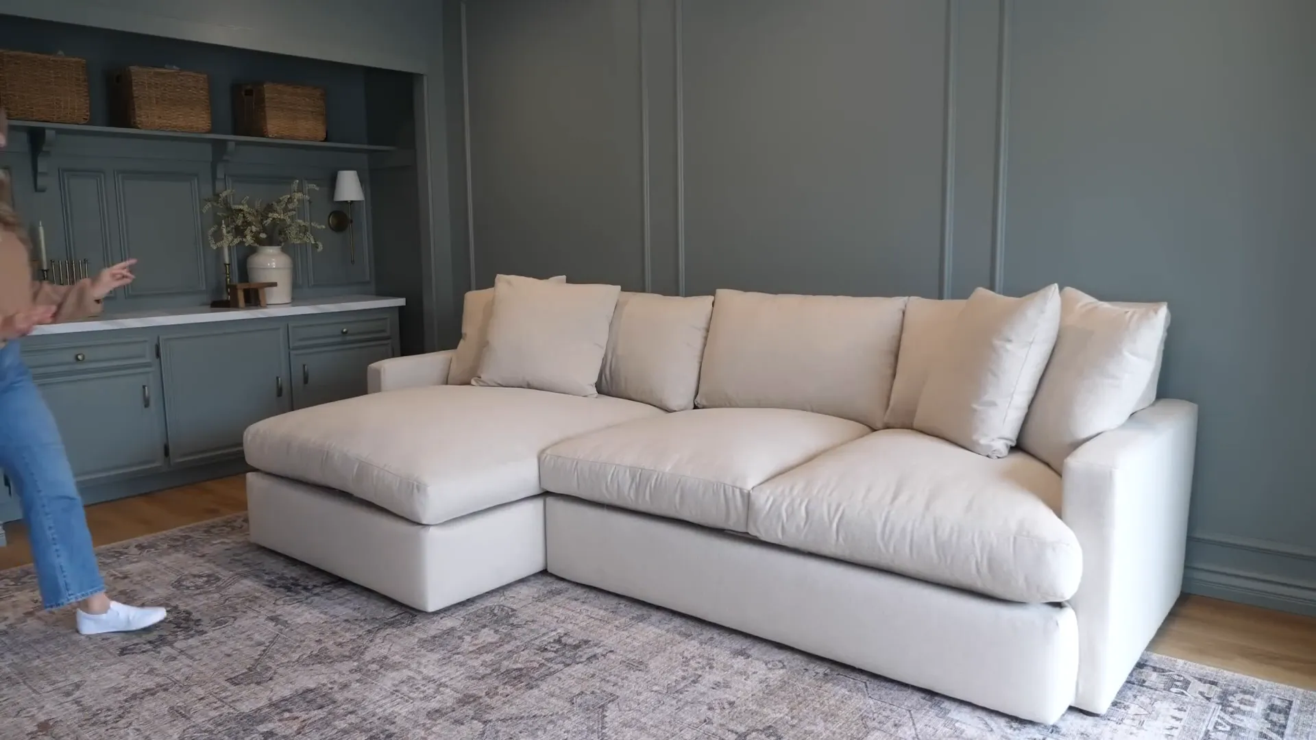 Unwrapping the new sofa