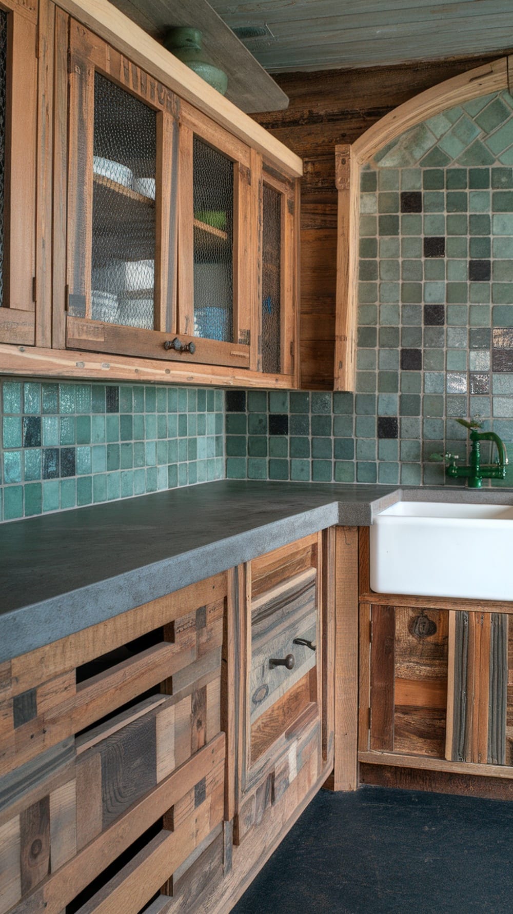 Modern kitchen cabinets made of reclaimed wood with a rustic design